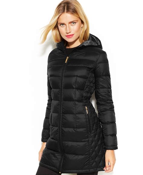 michael kors black down puffer coat|Michael Kors removable hood coats.